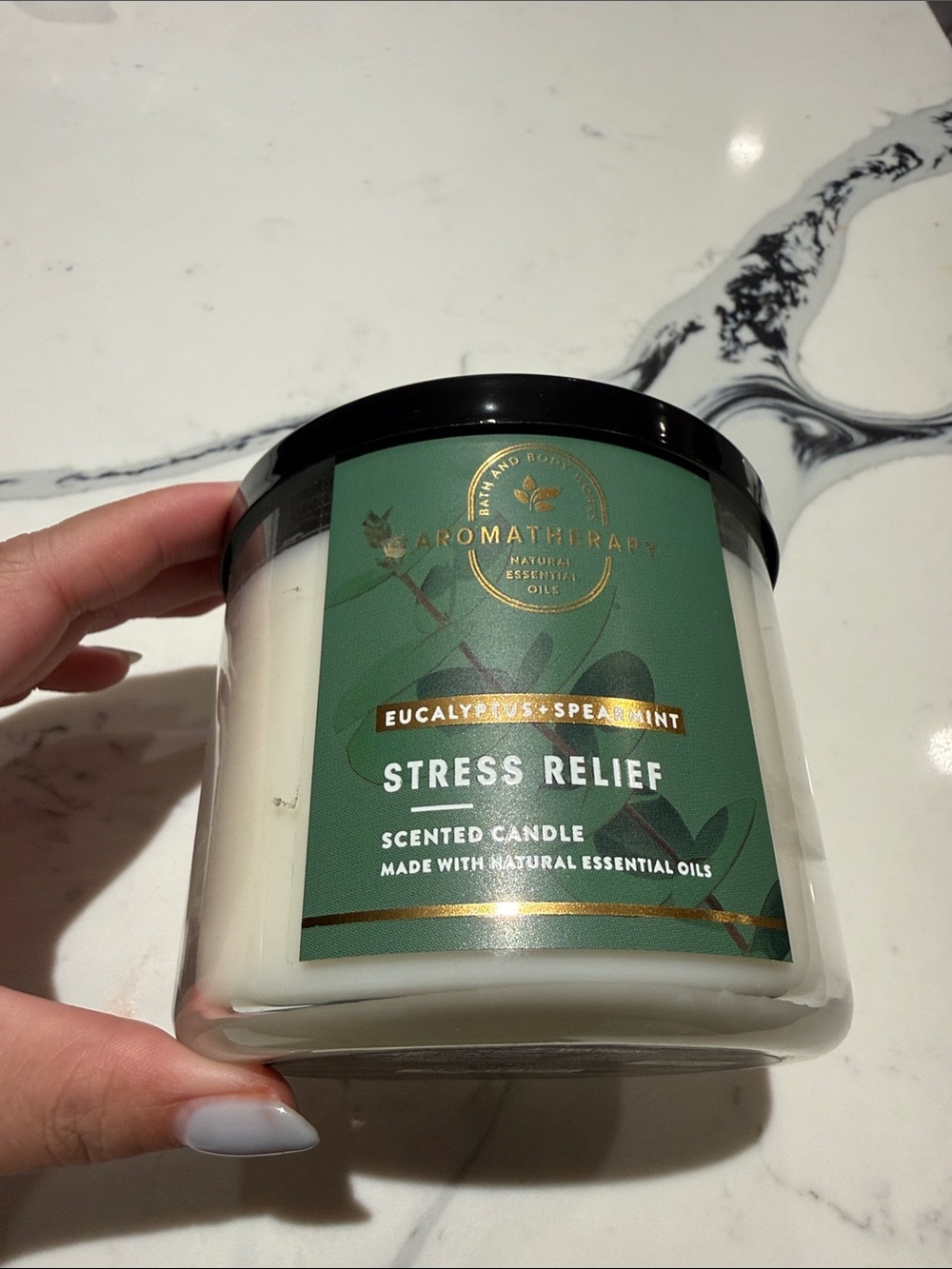 Aromatherapy Eucalyptus + Spearmint Stress Relief Scented Candle - Green